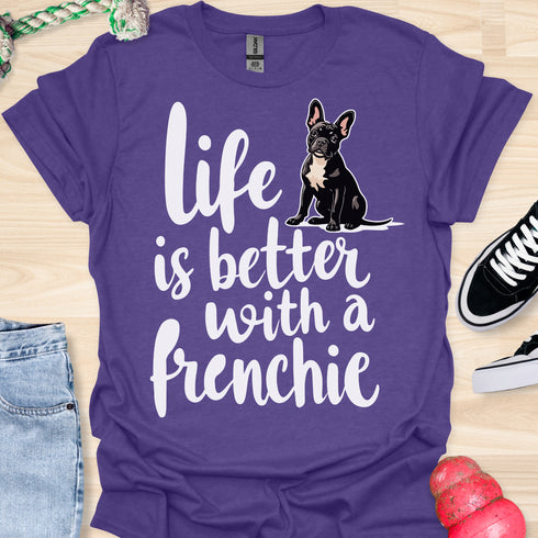 Life is better with a frenchie - V5 - Frenchie in Sweater T-Shirt